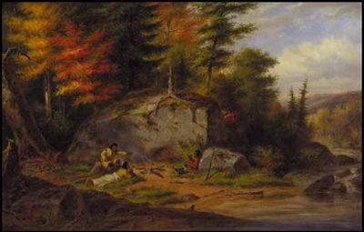 Cornelius Krieghoff Chippewa Indians at a Portage Sweden oil painting art